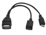 Tech Gear New Advanced 2 in 1 Micro USB Y Splitter Cable, Micro USB 2.0 Male to Micro USB Female with USB OTG Hosting to Power up OTG Device not to Charge Phone. (Micro USB OTG)