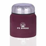 PE BIRDS Dishwasher Safe Maroon Stainless Steel Sambar Jar 500 ml