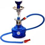 kraftynation Glass Hookah Pot Blue with Silver Stem 14 inch Glass Hookah  (Blue)