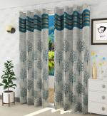 Homefab India 152.5 cm (5 ft) Modern Jute Jacquard Room Darkening Window Curtain (Pack Of 2) (Aqua)