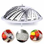 TEESTA Kitchen Flexible Vegetable Steamer Collapsible Stainless Steel Steamer Basket Folding Steamer Insert For Cooking Folding Dish Steam Stainless Steel Food Steamer Basket