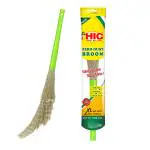 HIC Zero Dust Broom XL Broom Fiber Wet and Dry Broom Plastic Long Handle, Easy Floor Cleaning Multi Use