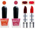 OUR BEAUTY Perfect Combo Of Velvet Matte Lipsticks Ultra Shine Nail Polish (Set Of 4)