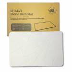 SHALVI Stone Bath Mat, Diatomaceous Earth Bath Mat Water Absorbing Non-Slip Quick Drying, Easy to Clean - Ideal for Bathroom, Shower Floor, Bath Tub & Kitchen Counter (60 X 39 CMS) (White Pattern)