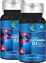 MINTVEDA Vitamin D3 Chewable Veg Tablets, 60 Tablets Each (Pack Of 2)
