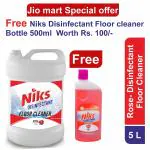Niks Disinfectant Germs killing floor clenaer 5 Liter Rose Flavour | Premium qiality for Premium Flooring ( 500ml Rose Bottle Free)