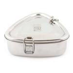 JVL Silver Stainless Steel Smalll Triangle Shape Single Layer Tiffin Box With Inner Plate