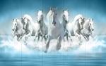 KUBE Seven Running Horses wall Painting 7 mm MDF Sparkal Lamination Full HD Print Painting | Wall Painting For Living Room| Bedroom| Home Decor |Hotel |Office|(Set of 5) (9.5 Inches X 30 Inches) Incomplete