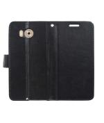 Fastship Faux leather Wallet with Back Case TPU build Stand & Magnetic Closure Flip Cover for Panasonic Eluga Prim - Venom Black