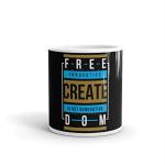 Rish Free Create Dom Printed Black Ceramic Coffee Mug, 350 Ml