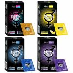 NottyBoy Love Pack Flavour 4in1, Dotted, Ribbed, Delay, Extra Lube, Thin Banana Condoms - 40 Pieces