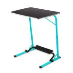 TABLE MAGIC Bade XL Size Top Table Mat Finish Steel Wood 60 * 45 * 75 cm Multipurpose Laptop Table with footrest 5 Heights 3 Angles Adjustable (Aqua Blue)