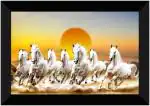 saf 7 Running horses vastu UV textured Digital Reprint 20 inch x 14 inch Painting (With Frame)