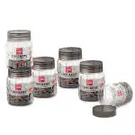 Cello Checkers Pet Plastic Airtight Canister Set|Food Grade&Bpa Free Canisters|Durable&Shatterproof Body|Air Tight Seal&Stackable|Free From Any Kind Of Odor|Transparent|300Ml,Set Of 6