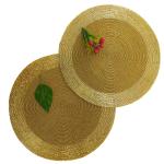 CANVASS Gold Handcrafted Beaded Table Placemat of Size 12 Inches Round Set of 2 (30 cm round)