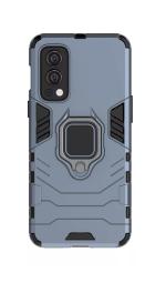 Mamani Oneplus Nord 2 5G Blue Plastic Shockproof Back Cover with Metal 360 Degree Rotating Ring Holder 7.5 x 1 x 16 cm