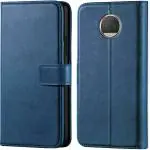 Slugabed Flip Cover Back Case for Moto G5S Plus | Leather Finish | Inbuilt Stand & Pockets | Wallet Style Flip Back Case Cover for Moto G5S Plus (Blue)