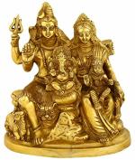Kalakrithi Classic Metal Lord Shiva with Wife Goddess Parvati, Sons Ganesh and Subramanya 25.4 x 10.2 cm