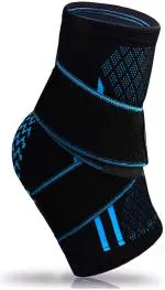 SERVEUTTAM Ankle Support Brace Adjustable Sleeves - Running Compression Foot Brace for Men Women | Ankle Binder Pain Relief for Ankle Sprained (Maroon) (Blue, M)