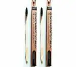 NADVENU MUSIC Organic C-Shaped Toothbrush with Charcoal Infused Floss-Tip Bristles (pack of 4), Cream