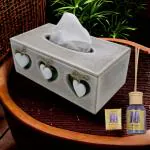 Storia Tissue Box Holder, Paper Napkin Holder, Cane Tissue Dispenser for Home, Wooden Tissue Box for Bathroom, Bedroom, Office, Restaurant and Car Decoration - Free 1 Room Freshener