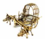 Craft Triangle Gold Color Brass Dokra Bull Cart,cow Cart