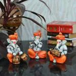 eCraftIndia Set of 3 Ganesha Playing Tabla, Flute and Dholak
