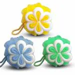 Majestique Bath Sponge Round Loofah For Women & Men - Soft & Fluffy With Multiple Layers of Fibrous Scrub off Dead Skin, Soft Mesh, Skin Friendly, Gentle Exfoliation - Color May Vary (Pack of 3)