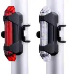 ADONYX Bicycle LED USB Rechargeable Head Light and Tail LED Front Rear Light Combo (Red, White)