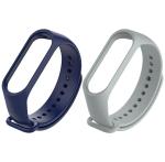 Estrenar Mi Band 3 Strap - Mi Band 4 Strap Original Soft Silicone Adjustable Replacement Wristband Straps, Belt, Bands for Xiaomi M3 & M4 Fitness Band (Grey, Navy - Pack of-2)