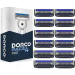 Dorco PACE 4 Pro -4 Blade Razor| Cartridges (Refills Only) for Men| Fits DORCO PACE Razor-Pack of 12