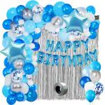 Party Midlinkerz Blue Color Theme 21st, 25th, 30th, 40th, 50th Birthday Decoration Kit (70 Pcs)