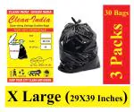 Clean India - 29X39 (XL) | 30 pcs (Pack of 3 X 10 Pcs)| Extra Large Garbage Bag Dustbin Bags | 73 X 99cm (Black) | Garbage Bags for Home/Big Dustbin Bag/Trash Bag/Plastic Bag