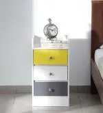 Kawachi Multipurpose Sofa Side Table Bedside Table, 3 Drawers Bedside Cabinet Bed Side Table