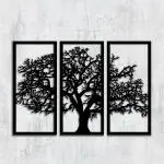 Wooden 3D Laser Cut 3 Pieces Tree Wall Art Panel Frame | Wall Sculptures for Home, Office, Restaurant, Bedroom | 36 X 25 Inches