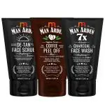 Man Arden Brightening Combo | De Tan Face Scrub + Coffee Peel Off Mask + Charcoal Face Wash (100ml Each)