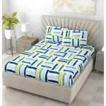 COMFOLUST Cotton Printed King Size Double Bed Elastic Fitted Bedsheet with 2 Pillow Cover (78x72) SIMPLE CROSS LINE PATTERN(BEDSHEETSET-COLOREDLINE-PATTERN)