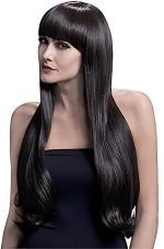 YOFAMA Long Hair Wig Black Synthetic Fiber Women