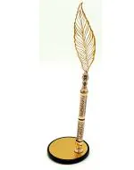 Pgen Blue Metal Laser cut Feather Logo And Table Top Pen Stand