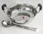NAAYAGI - Grand Stainless Steel KADAI / KADHAI for Daily Cooking, Frying, serving - medium size - 3 litre approx for 2 to 3 people needs