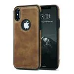LIRAMARK PU Leather Flexible Back Cover Case Designed for iPhone Xs Max (Brown)