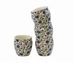 Freakway Hand-Painted Ceramic Floral kulhad Set of 4 Cups |kullad Tea Set | kulhad chai Cups | Hand Painted kulhad Coffee Mug, Multicolor