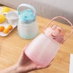 KATHIYAWADI 1100 ML Gradient Heavy Duty Leakproof Water Bottle with Belt and Cartoon Stickers for Kid's, Large Capacity Water Bottle with Straw for School, Travel (Multicolor)