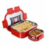 VIRTUE HOMEWARE Stainless Steel Insulated Lunch Box 700 ML x 150 ML with Steel lid Air Tight Spill Proof Lid, Container Insulated Tiffin Box/Lunch Box for Office/School (RED)