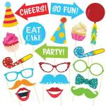 Festiko Set Of 20 Multicolor Cardboard Photo Booth Props, Festiko Photo Booth Board, New Funny Photo Booth Props For Birthday Party, Decorations, Wedding, Events