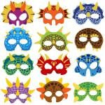 ZYOZIQUE 12 Packs Dinosaur Masks Party Supplies Felt and Elastic for Kid Dinosaur Masks Dress,Up Party Favors 12 Masks for Birthday Gifts Party Decorations