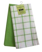 Lushomes Lime Green Waffle Weave Cotton Tea Towels 38 cm x 63 cm (Pack of 2) COKTP21031