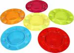 Inditradition Plastic Panipuri & Chat Serving Plates for Home, Outdoor and Picnics (Plastic, Multicolour, 21x21x8cm, Pack of 6)