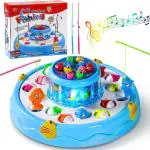 KTRS Enterprise Fish Catching Game Big Size with 26 Fishes, 2 Rotating Fish Pond, 4 Catching Pods Magnetic Hook with Music and Light Best Engaging Educating Fun Gift for Kids Baby Toddler