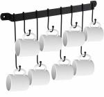 Craft Expertise Wall Mounted Kitchen Rail Pot Rack With 8 S Hooks, Iron Hanging Utensil Rack Holder, Black 17 Inch